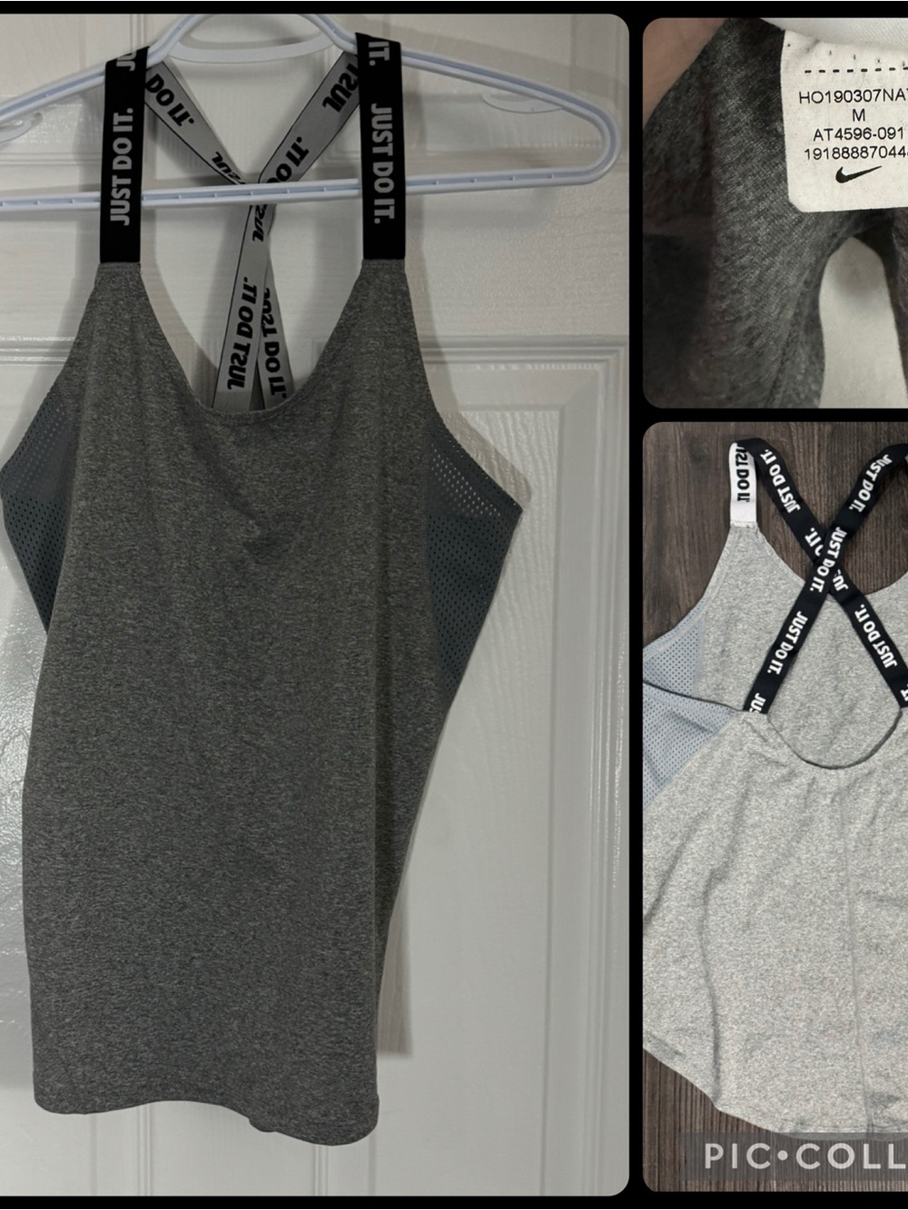 Nike Women's Grey Athletic Tank with 'Just Do It' Crossback Straps